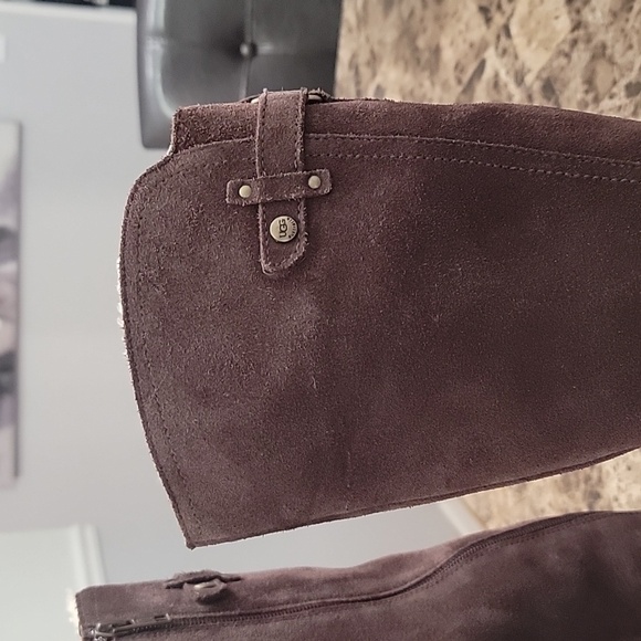 UGG Jillian Shearling Knee Boots Suede Leather Tall Brown Sheepskin Wint… - Picture 6 of 10